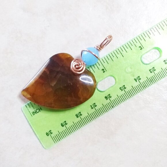 Gorgeous Brown Dragonvein Agate Heart Pendant! Bestie Sis Fiance Wife Mom Gift - Picture 6 of 9
